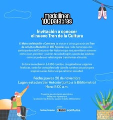 El Metro presenta nuevo Tren de la Cultura: Medellín en 100 palabras