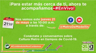 Cultura Metro en tiempos de Covid-19, primer programa del nuevo espacio virtual que el Metro de Medellín estrenará este jueves