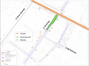 POR OBRAS DEL TRANVÍA DESDE ESTE VIERNES SERÁ NECESARIO CERRAR PARCIALMENTE EL PALO ENTRE PICHINCHA Y AYACUCHO